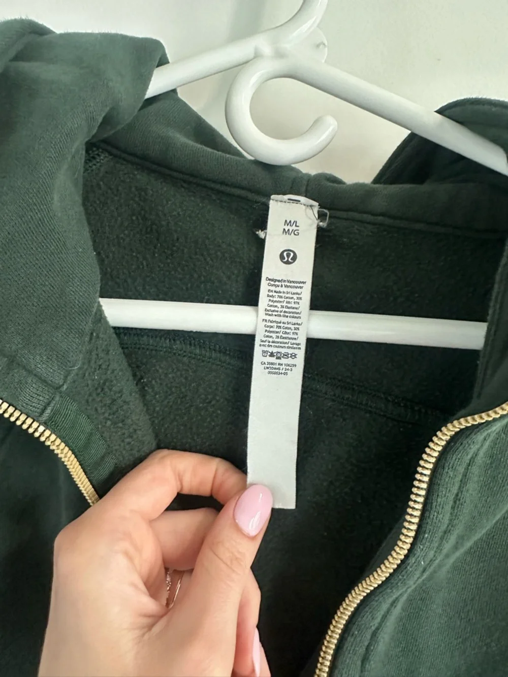 Lulu Lemon Dark Green Half-Zip Scuba M/L - Picture 4 of 8